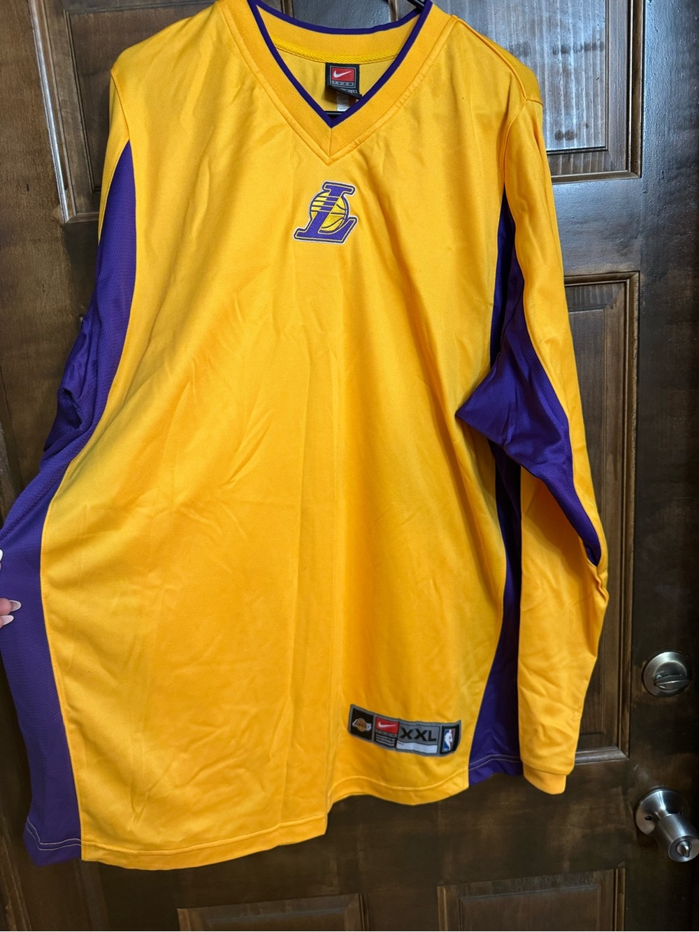 Nike Yellow and Purple Lakers Jersey XXL Patch Detail